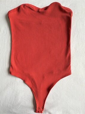 Abercrombie Soft A&F Ribbed Bodysuit Rust Copper M coral